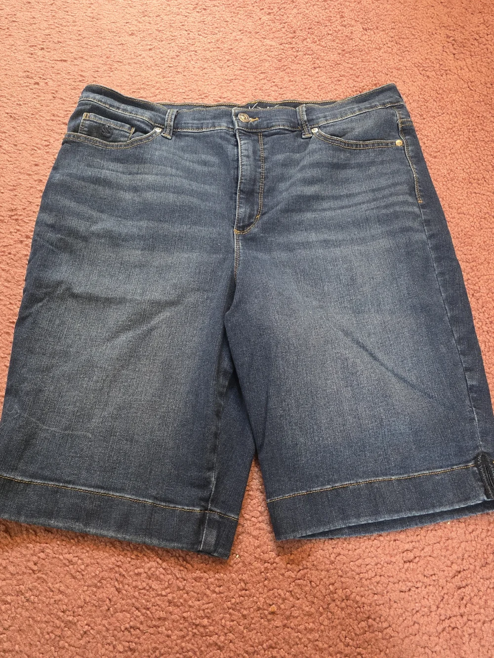 Gloria Vanderbilt Mid-Length Dark Blue Denim Shorts Amanda All SLIMMING 16